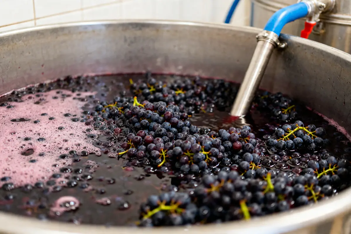 Cuve de fermentation de raisin illustrant comment est fait le vin sans alcool